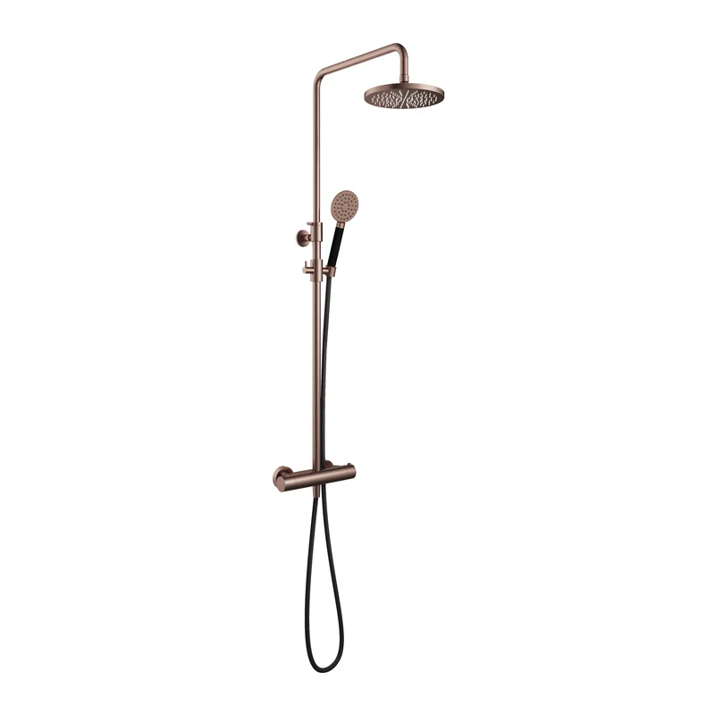 Hotbath Cobber SDS9 thermostatische stortdoucheset - ronde handdouche - 25cm hoofddouche - Geborsteld Koper PVD