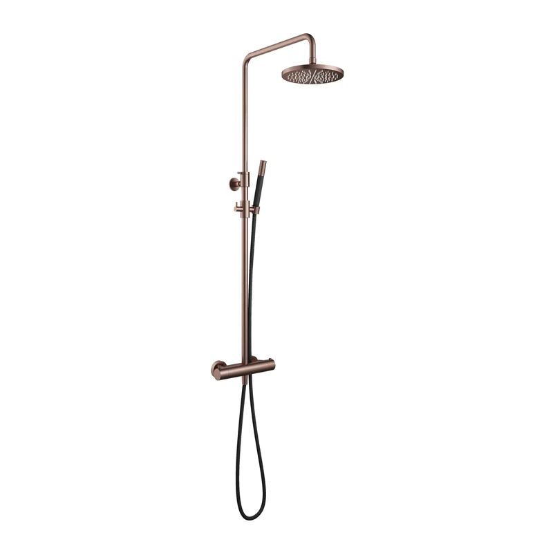 Hotbath Cobber SDS9 thermostatische stortdoucheset - ronde handdouche - 30cm hoofddouche - Geborsteld Koper PVD