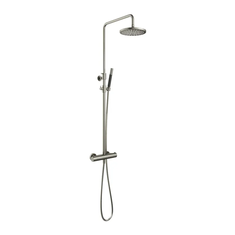 Hotbath Cobber SDS9 thermostatische stortdoucheset - staafhanddouche - 25cm hoofddouche - Geborsteld Nikkel
