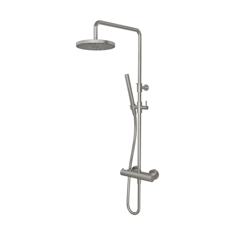 Hotbath Buddy SDS1 opbouw regendoucheset - staafhanddouche - 25cm hoofddouche - Geborsteld Nikkel