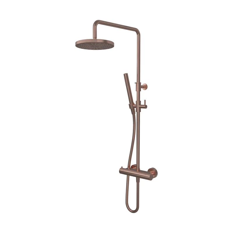 Hotbath Buddy SDS1 opbouw regendoucheset - staafhanddouche - 20cm hoofddouche - Geborsteld Koper PVD