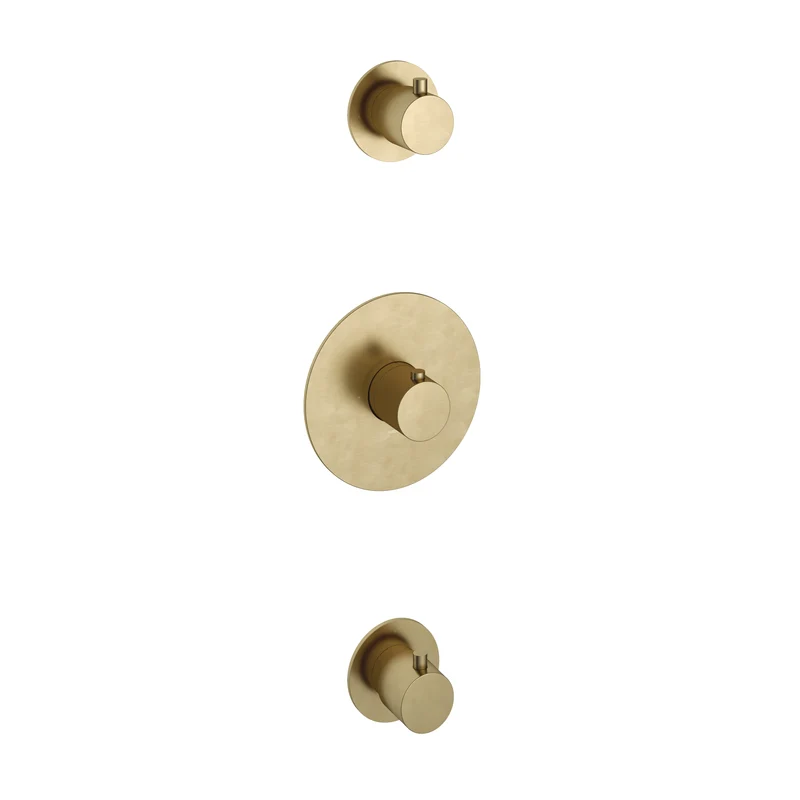 Hotbath Cobber CB007EXT afbouwdeel voor inbouw thermostaat met 2 stopkranen - Geborsteld Messing