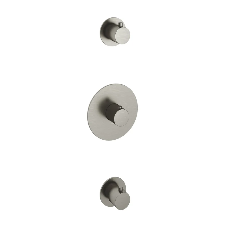 Hotbath Cobber CB007EXT afbouwdeel voor inbouw thermostaat met 2 stopkranen - Geborsteld Nikkel