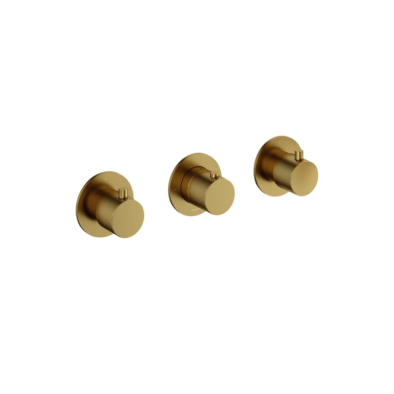 Hotbath Cobber CB7067EXT afbouwdeel voor inbouwthermostaat met 2 stopkranen - Geborsteld Messing PVD