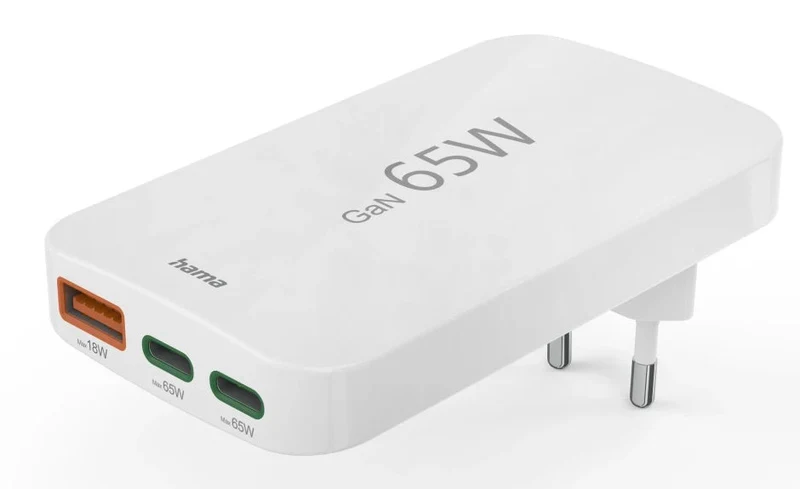 Hama Flaches Mini-Ladegerät 65W 2Xusb-C/1Xusb-A, Weiß 201976