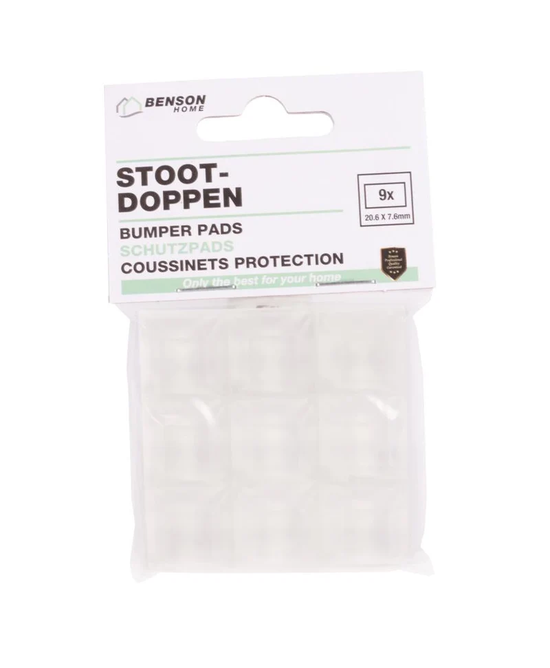 Benson Zelfklevende Stootdoppen Vierkant – 20,6 x 20,6 mm – Transparant – 9 stuks
