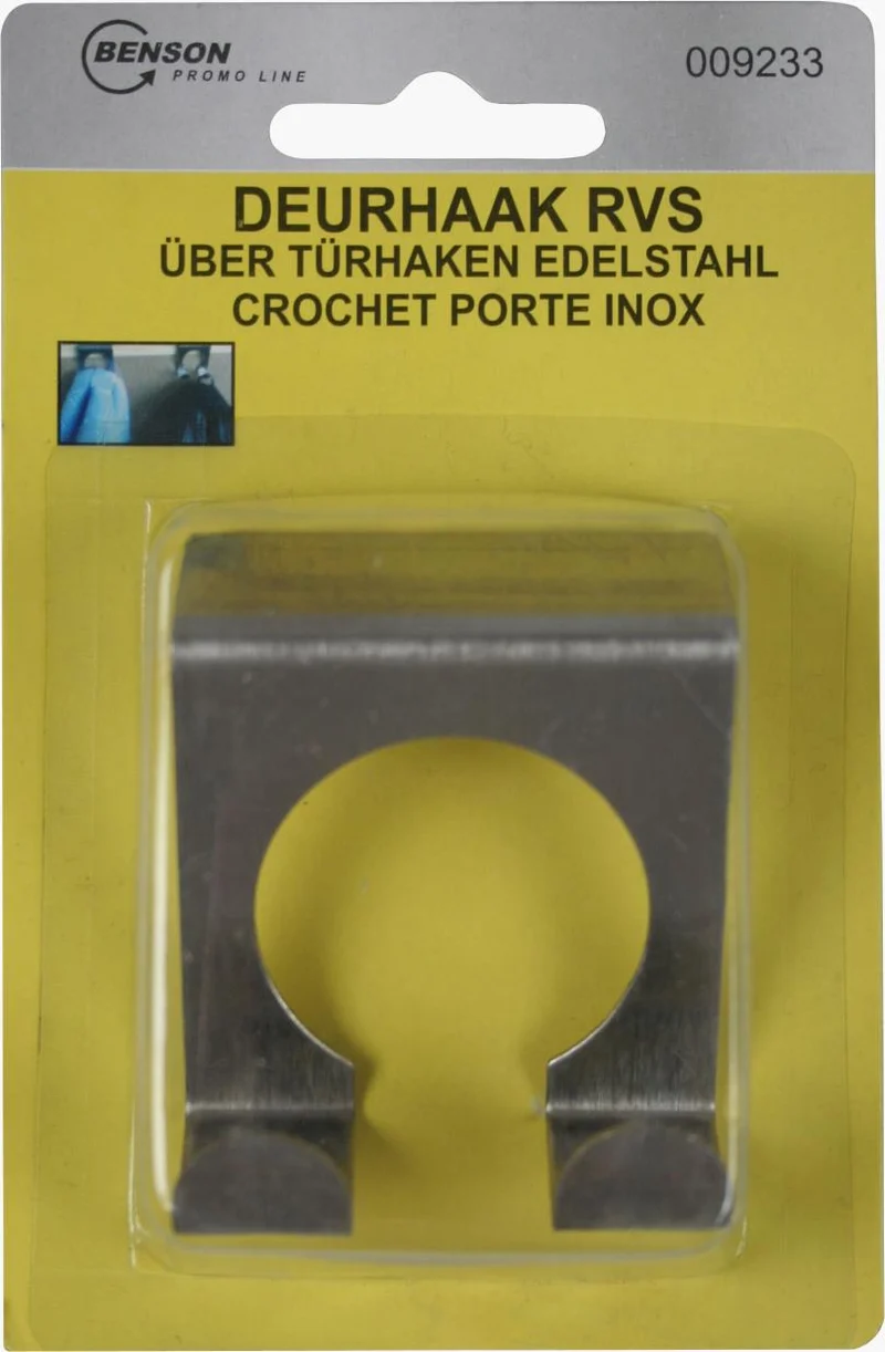 Benson Deurhaak Dubbel – RVS – Max. Deurdikte 20 mm – Kastdeurhaak
