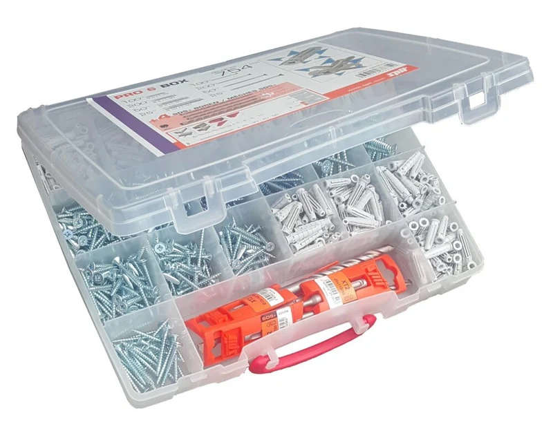 SPIT ASSORTIMENTBOX PRO6 754 DELIG PLUGGEN, SCHROEVEN EN 4 BOREN