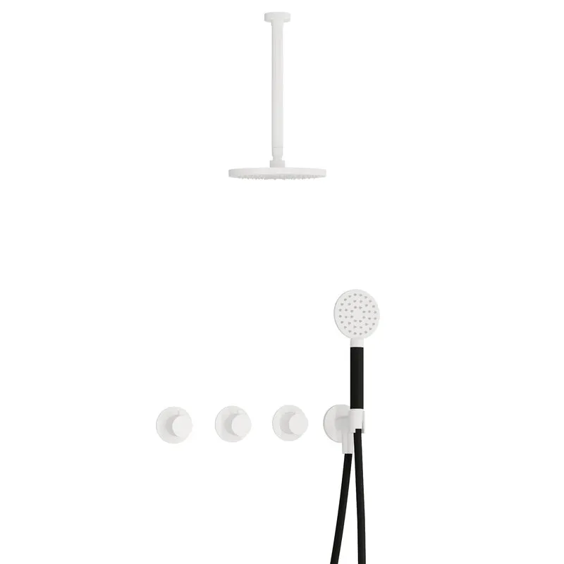 Hotbath Cobber IBS70 inbouw doucheset - ronde handdouche - 20cm hoofddouche - 30cm plafondbuis - wandhouder - Mat Wit