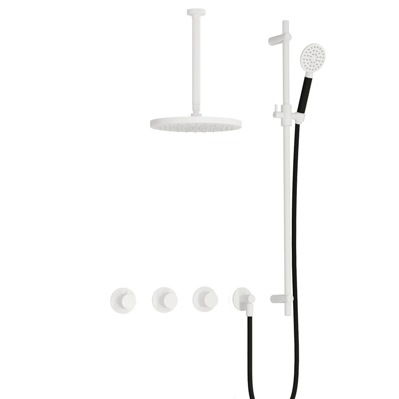 Hotbath Cobber IBS70 inbouw doucheset - ronde handdouche - 30cm hoofddouche - 30cm plafondbuis - glijstang - Mat Wit