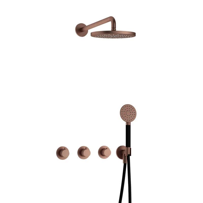 Hotbath Cobber IBS70 inbouw doucheset - ronde handdouche - 20cm hoofddouche - wandarm - wandhouder - Geborsteld Koper PVD