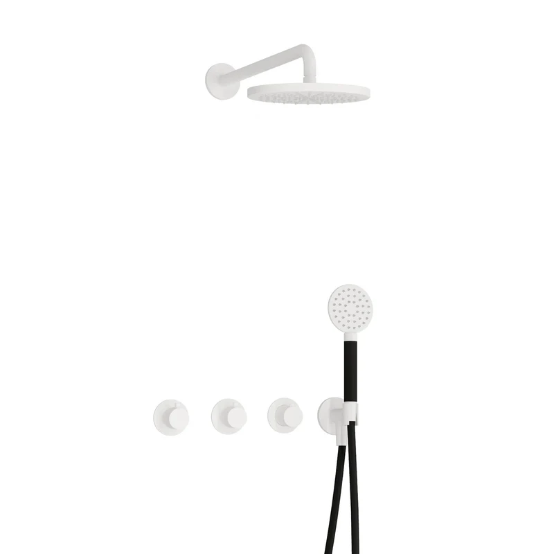 Hotbath Cobber IBS70 inbouw doucheset - ronde handdouche - 20cm hoofddouche - wandarm - wandhouder - Mat Wit