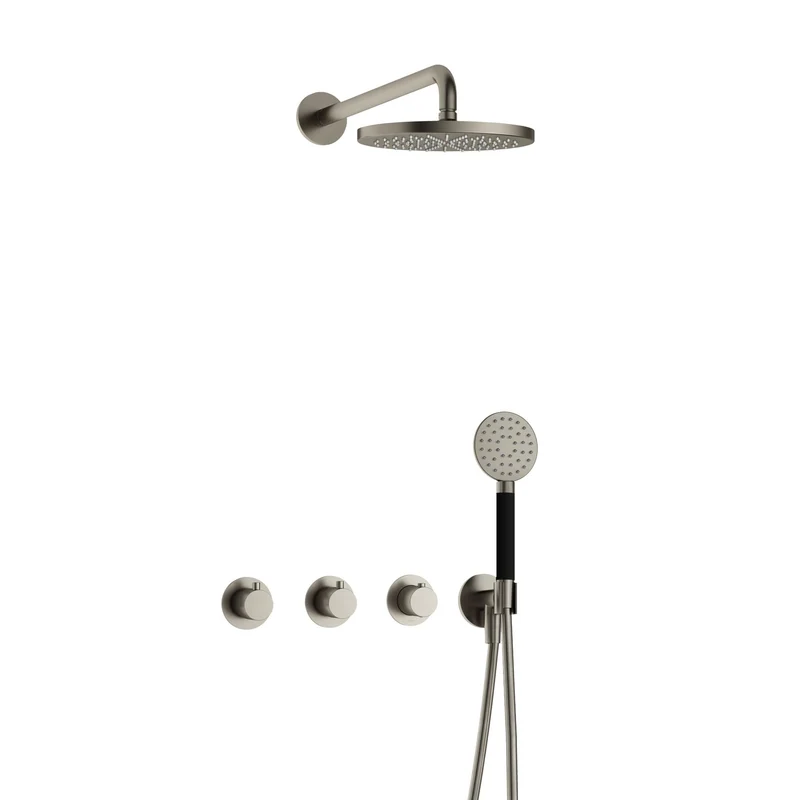 Hotbath Cobber IBS70 inbouw doucheset - ronde handdouche - 20cm hoofddouche - wandarm - wandhouder - Geborsteld Nikkel