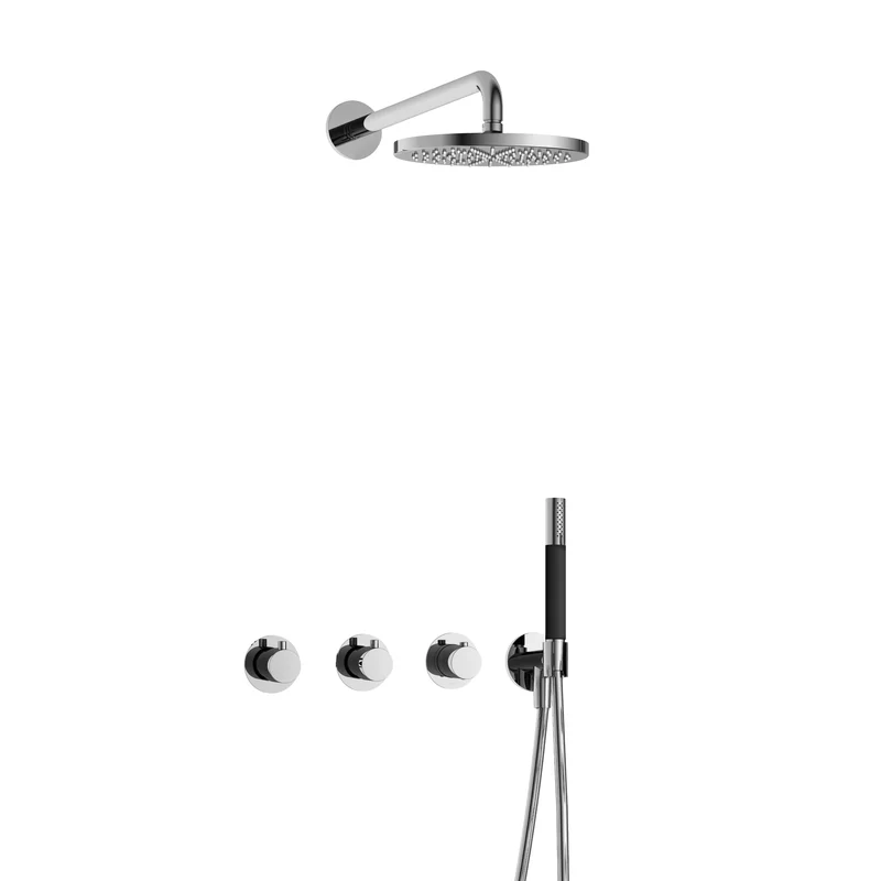 Hotbath Cobber IBS70 inbouw doucheset - staafhanddouche - 20cm hoofddouche - 30cm plafondbuis - glijstang - Geborsteld Zwart PVD