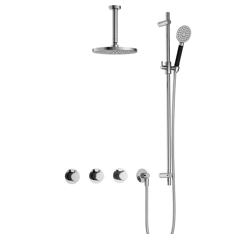 Hotbath Cobber IBS70 inbouw doucheset - ronde handdouche - 25cm hoofddouche - 15cm plafondbuis - glijstang - Chroom