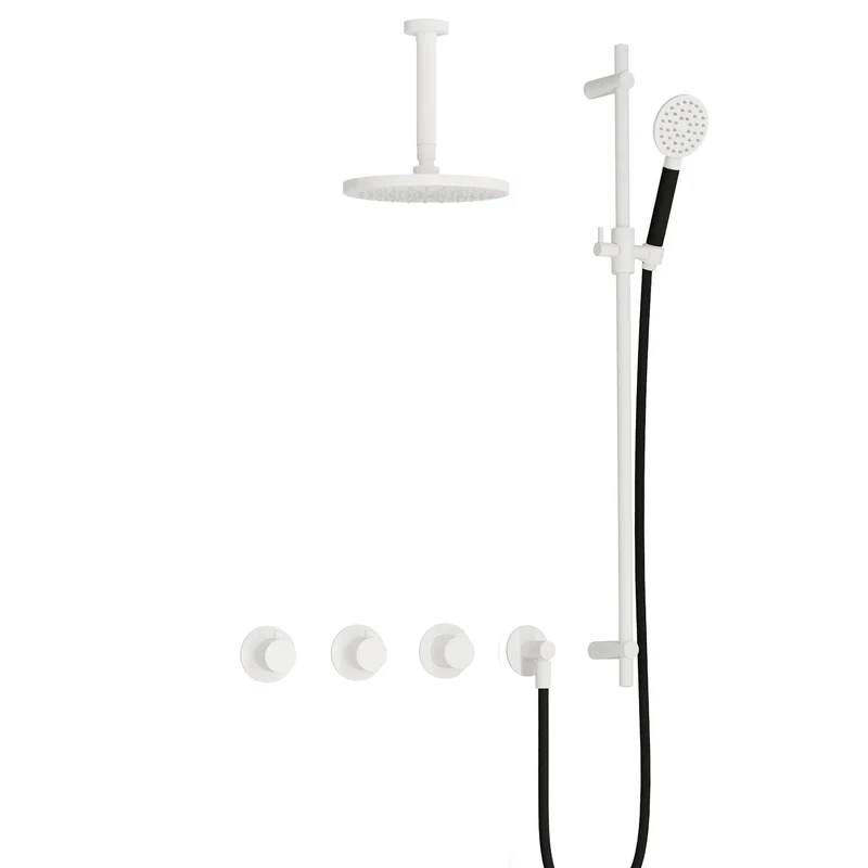 Hotbath Cobber IBS70 inbouw doucheset - ronde handdouche - 20cm hoofddouche - 15cm plafondbuis - glijstang - Mat Wit