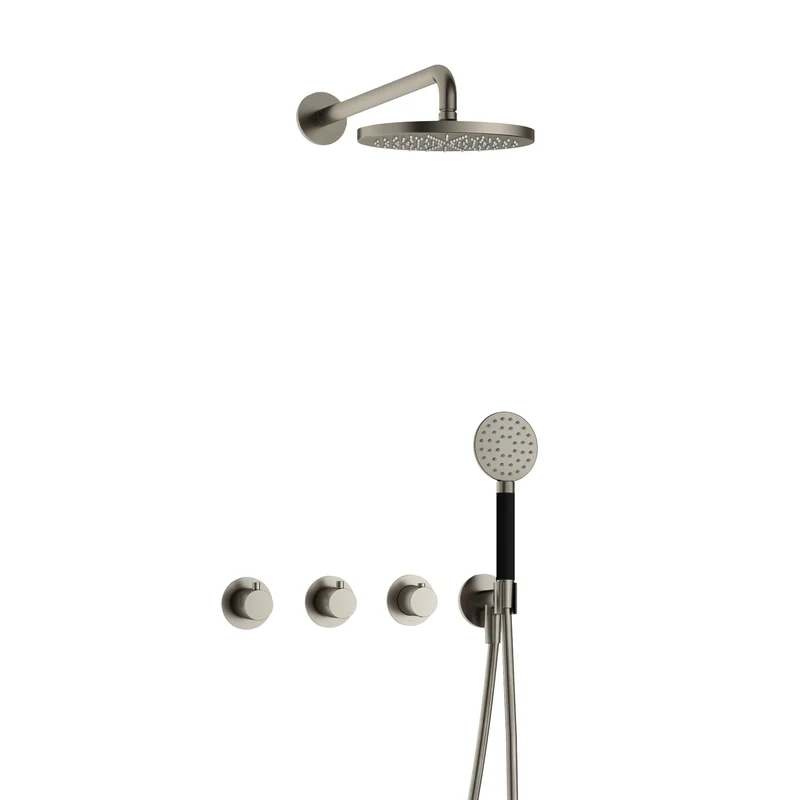 Hotbath Cobber IBS70 inbouw doucheset - ronde handdouche - 25cm hoofddouche - wandarm - wandhouder - Geborsteld Nikkel