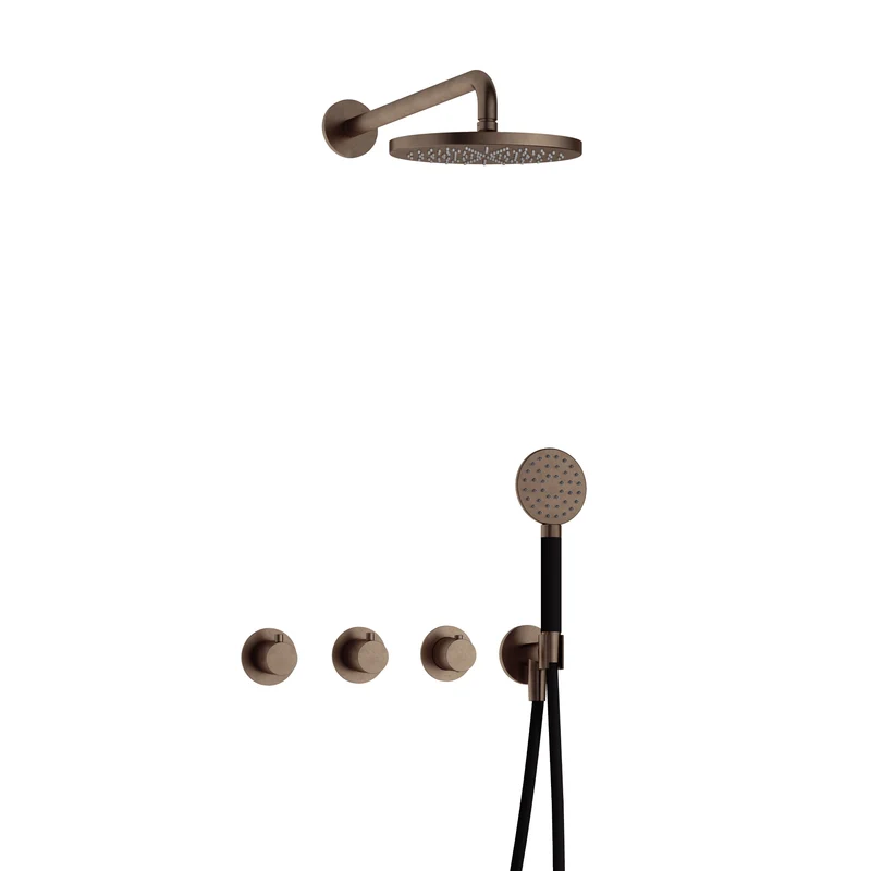 Hotbath Cobber IBS70 inbouw doucheset - ronde handdouche - 25cm hoofddouche - wandarm - wandhouder - Verouderd Messing