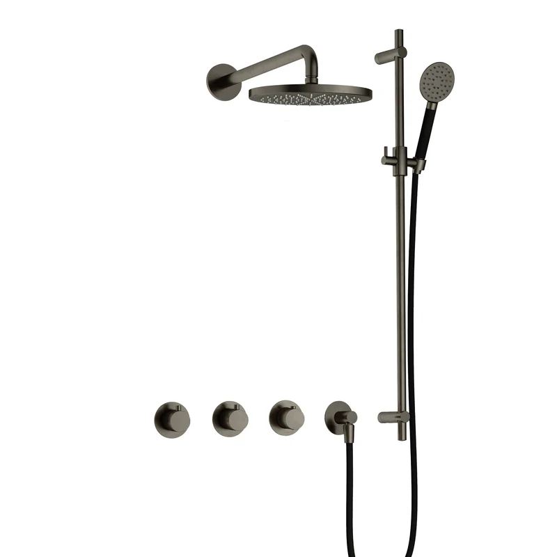Hotbath Cobber IBS70 inbouw doucheset - ronde handdouche - 25cm hoofddouche - wandarm - glijstang - Verouderd IJzer