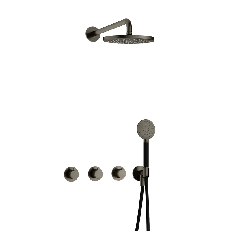 Hotbath Cobber IBS70 inbouw doucheset - ronde handdouche - 25cm hoofddouche - wandarm - wandhouder - Verouderd IJzer