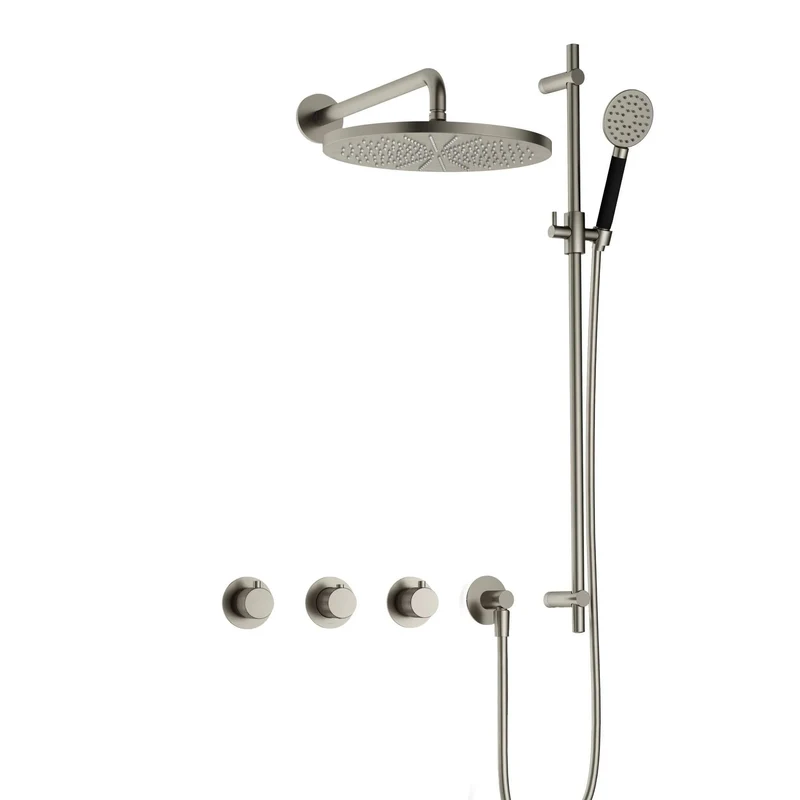 Hotbath Cobber X IBSX70 inbouw doucheset - ronde handdouche - 30cm hoofddouche - wandarm - glijstang - Geborsteld Nikkel