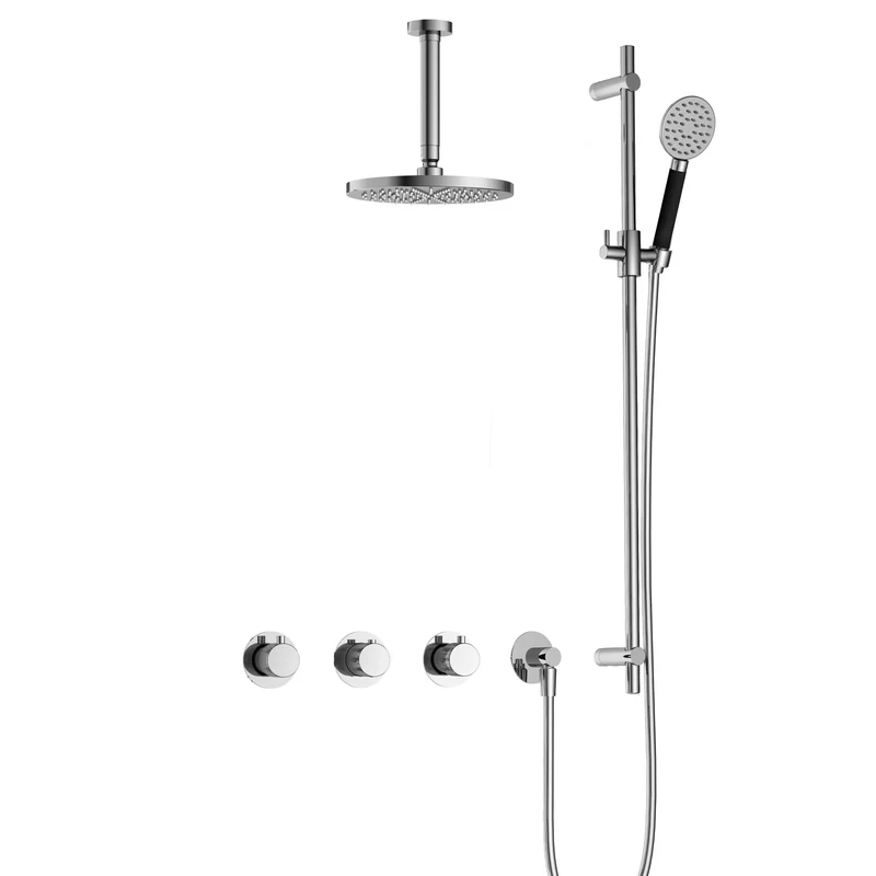 Hotbath Cobber X IBSX70 inbouw doucheset - ronde handdouche - 25cm hoofddouche - 15cm plafondbuis - glijstang - Chroom