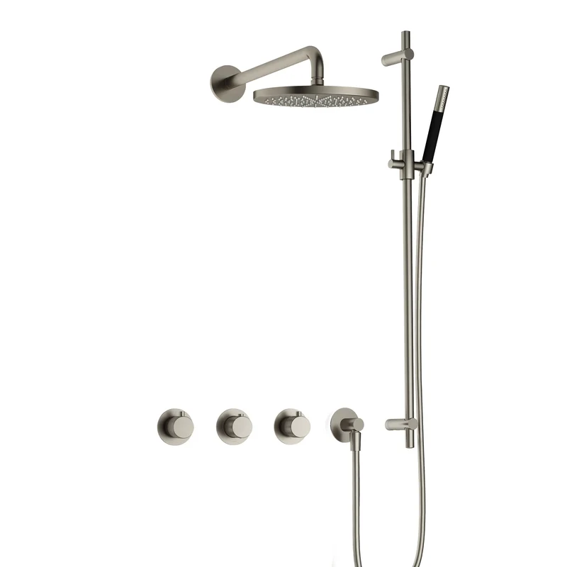 Hotbath Cobber X IBSX70 inbouw doucheset - staafhanddouche - 25cm hoofddouche - wandarm - glijstang - Geborsteld Nikkel