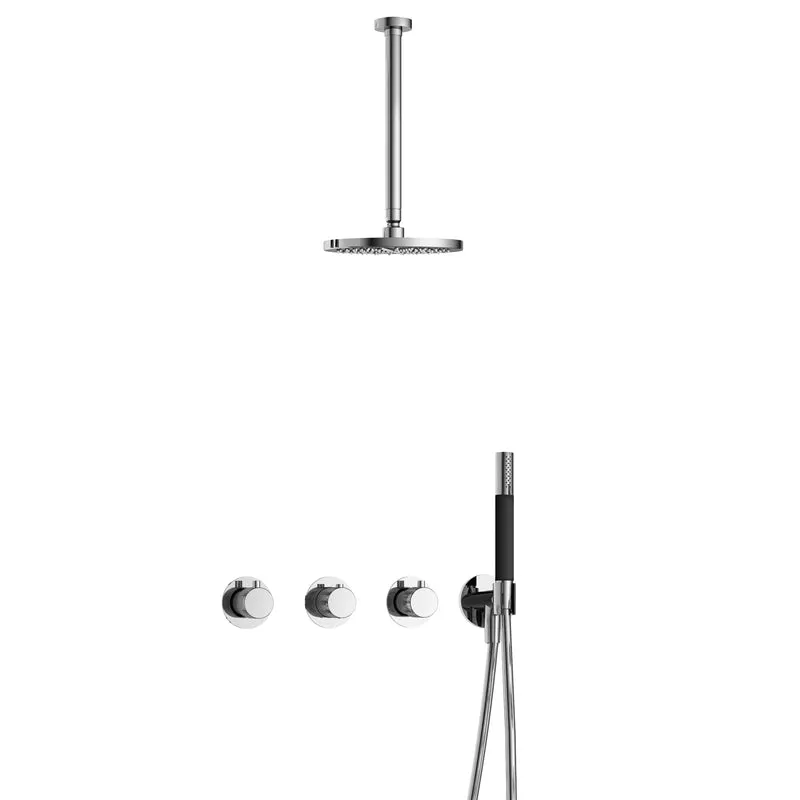 Hotbath Cobber X IBSX70 inbouw doucheset - staafhanddouche - 25cm hoofddouche - 30cm plafondbuis - wandhouder - Chroom