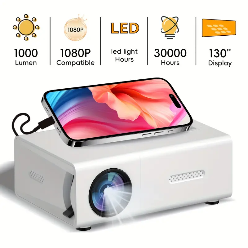 Draadloze Mini Beamer HD 240P Projector met Snelle Focus