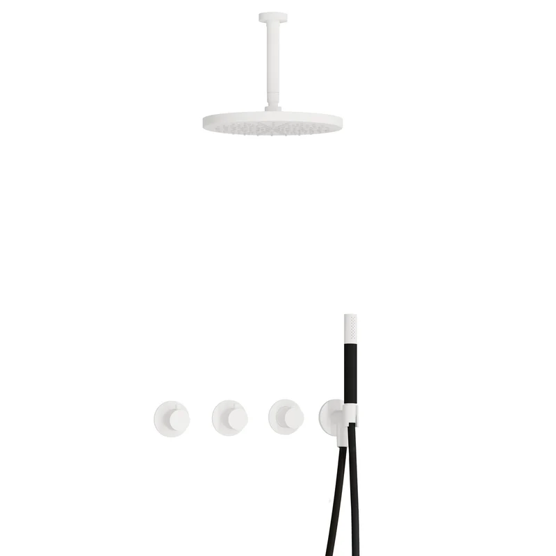 Hotbath Cobber IBS70 inbouw doucheset - staafhanddouche - 30cm hoofddouche - 15cm plafondbuis - wandhouder - Mat Wit