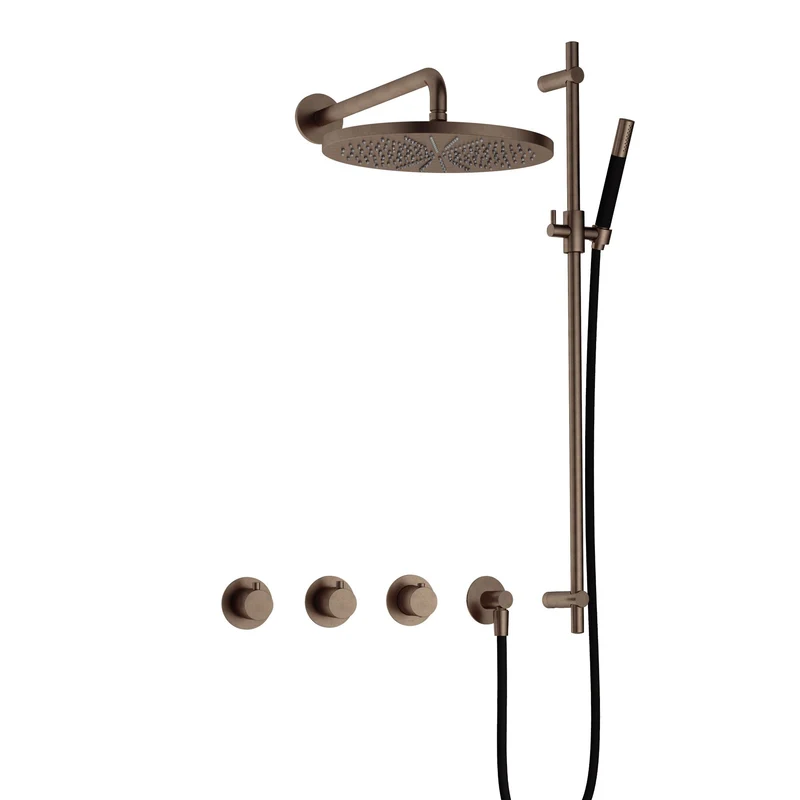 Hotbath Cobber IBS70 inbouw doucheset - staafhanddouche - 30cm hoofddouche - wandarm - glijstang - Verouderd Messing
