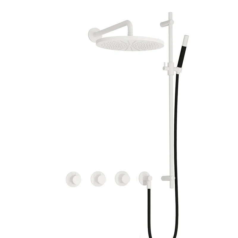 Hotbath Cobber IBS70 inbouw doucheset - staafhanddouche - 30cm hoofddouche - wandarm - glijstang - Mat Wit