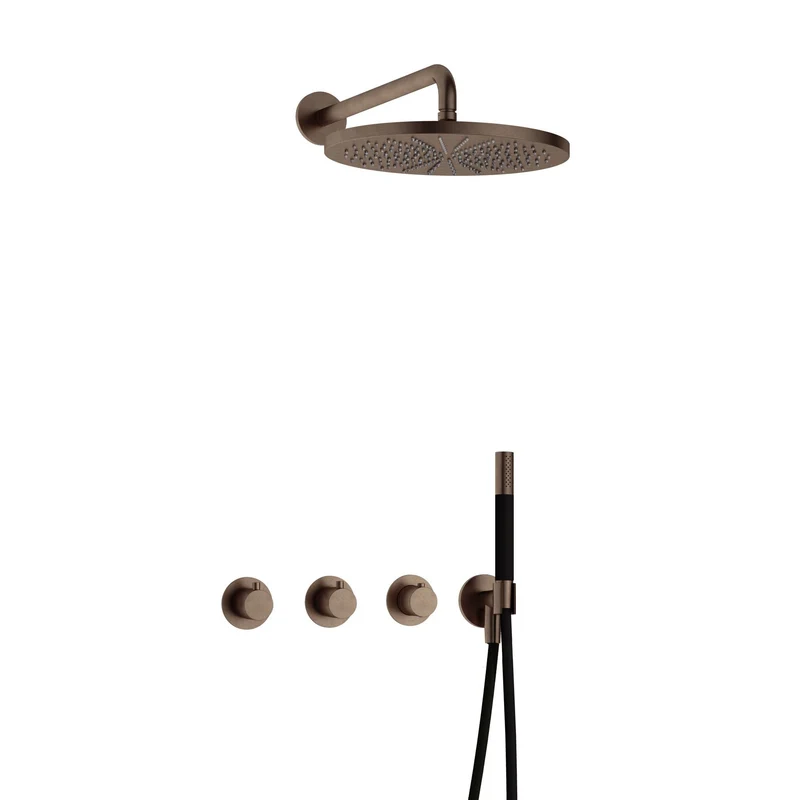 Hotbath Cobber IBS70 inbouw doucheset - staafhanddouche - 30cm hoofddouche - wandarm - wandhouder - Verouderd Messing
