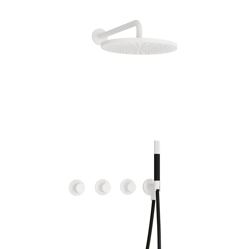 Hotbath Cobber IBS70 inbouw doucheset - staafhanddouche - 30cm hoofddouche - wandarm - wandhouder - Mat Wit