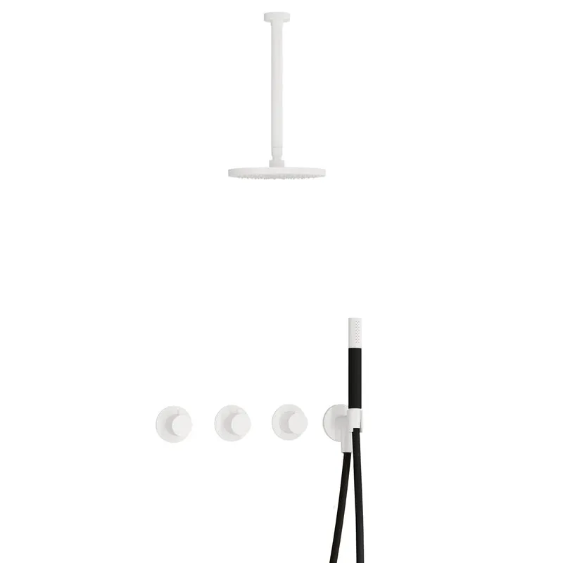 Hotbath Cobber IBS70 inbouw doucheset - staafhanddouche - 25cm hoofddouche - 30cm plafondbuis - wandhouder - Mat Wit