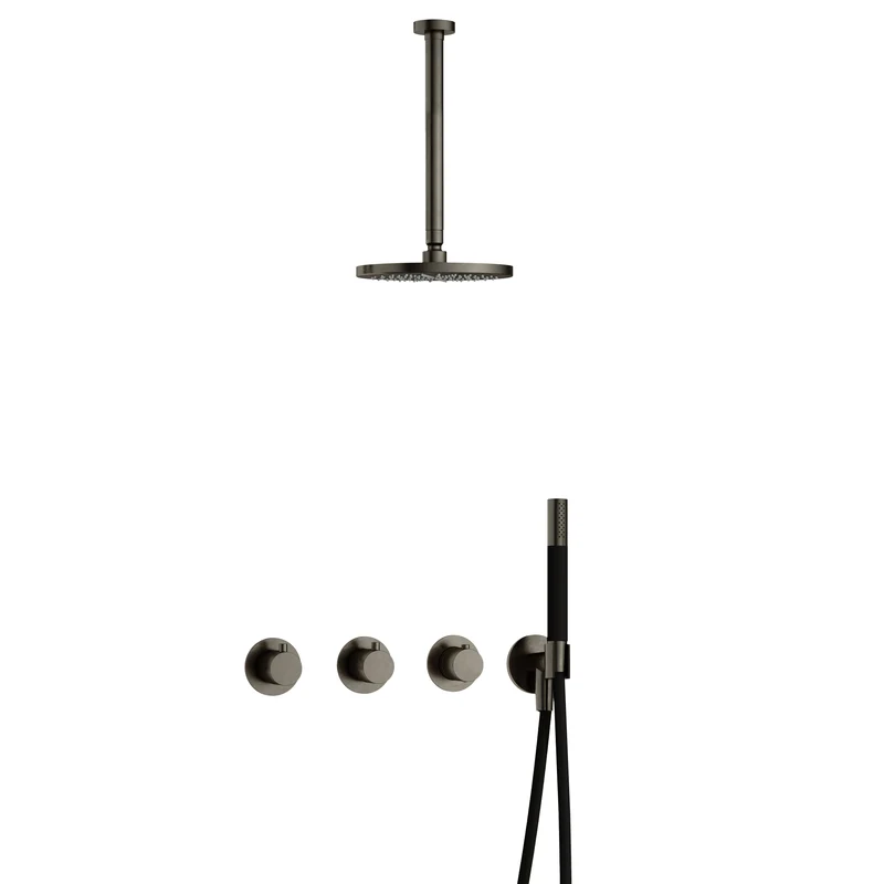 Hotbath Cobber IBS70 inbouw doucheset - staafhanddouche - 25cm hoofddouche - 30cm plafondbuis - wandhouder - Verouderd IJzer