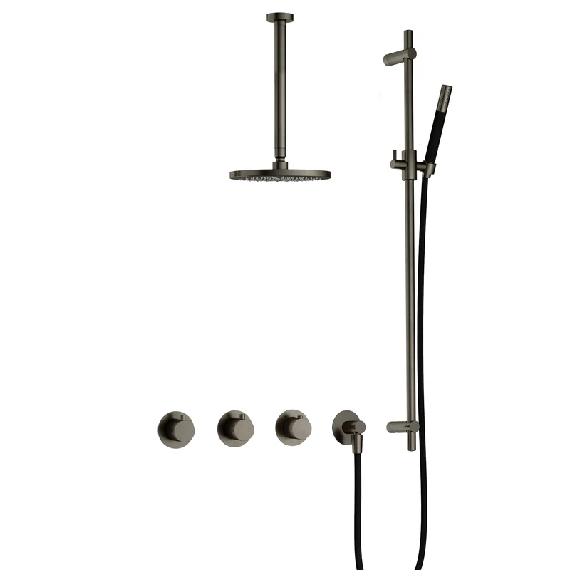 Hotbath Cobber IBS70 inbouw doucheset - staafhanddouche - 25cm hoofddouche - 30cm plafondbuis - glijstang - Verouderd IJzer