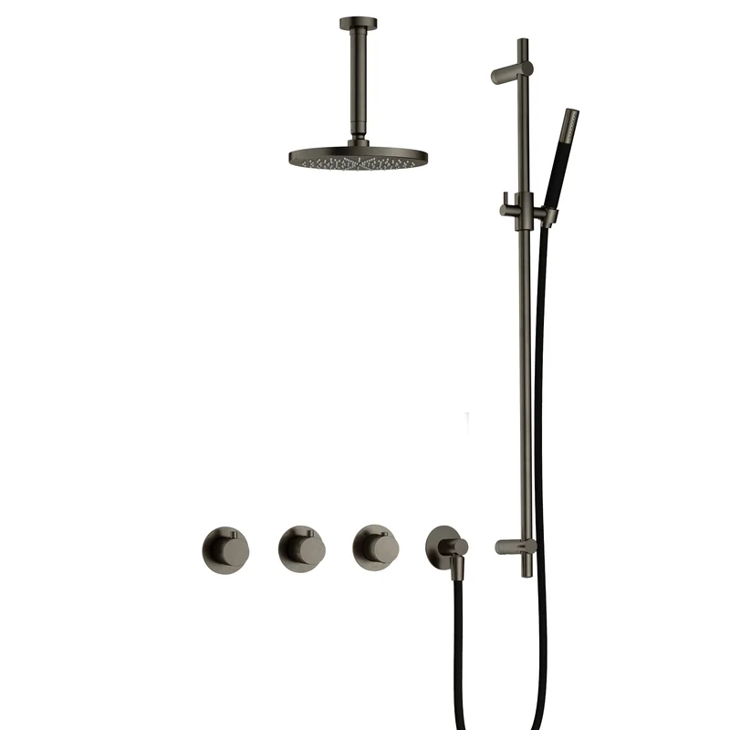 Hotbath Cobber IBS70 inbouw doucheset - staafhanddouche - 25cm hoofddouche - 15cm plafondbuis - glijstang - Verouderd IJzer