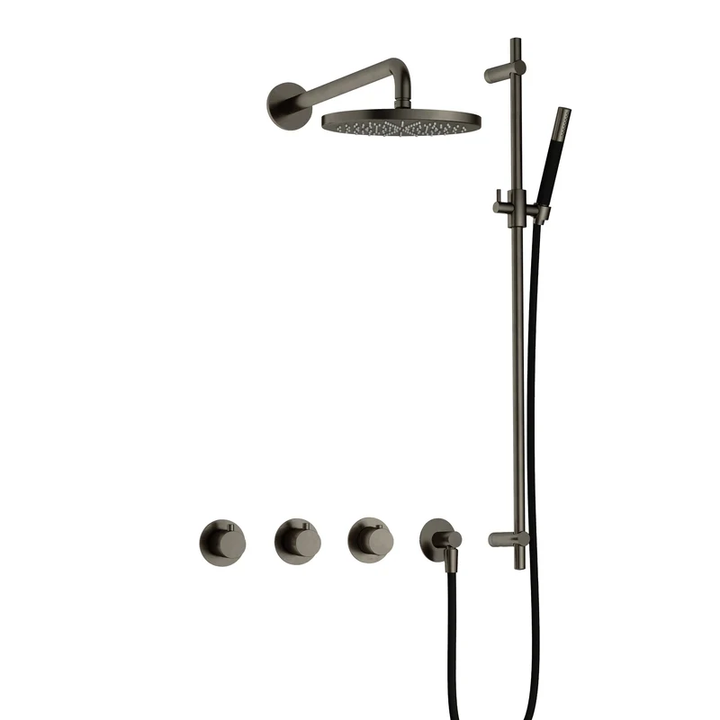 Hotbath Cobber IBS70 inbouw doucheset - staafhanddouche - 25cm hoofddouche - wandarm - glijstang - Verouderd IJzer
