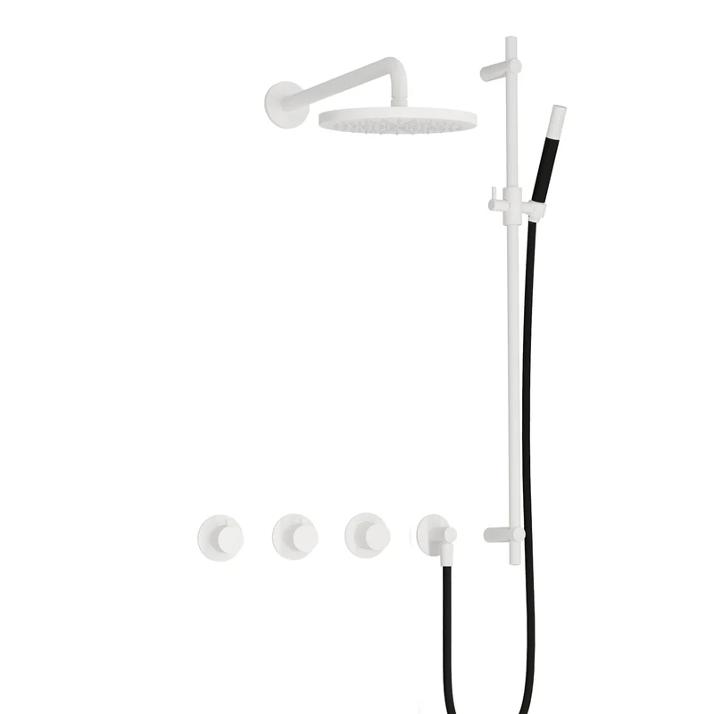 Hotbath Cobber IBS70 inbouw doucheset - staafhanddouche - 25cm hoofddouche - wandarm - glijstang - Mat Wit