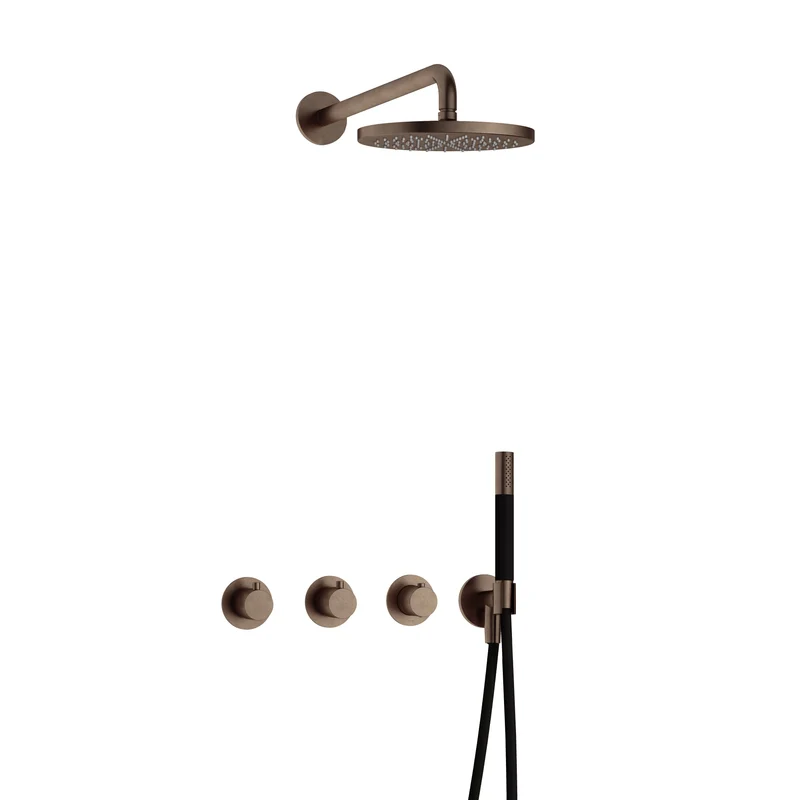 Hotbath Cobber IBS70 inbouw doucheset - staafhanddouche - 25cm hoofddouche - wandarm - wandhouder - Verouderd Messing