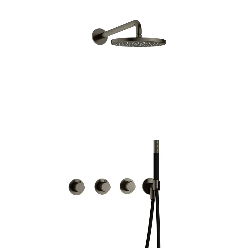 Hotbath Cobber IBS70 inbouw doucheset - staafhanddouche - 25cm hoofddouche - wandarm - wandhouder - Verouderd IJzer