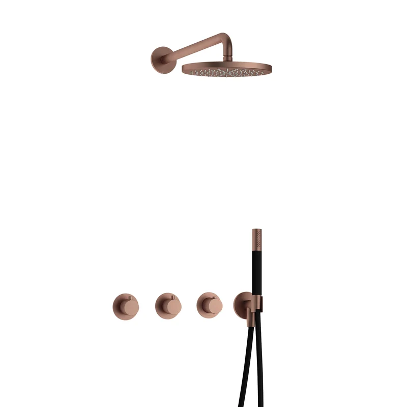 Hotbath Cobber IBS70 inbouw doucheset - staafhanddouche - 25cm hoofddouche - wandarm - wandhouder - Geborsteld Koper PVD