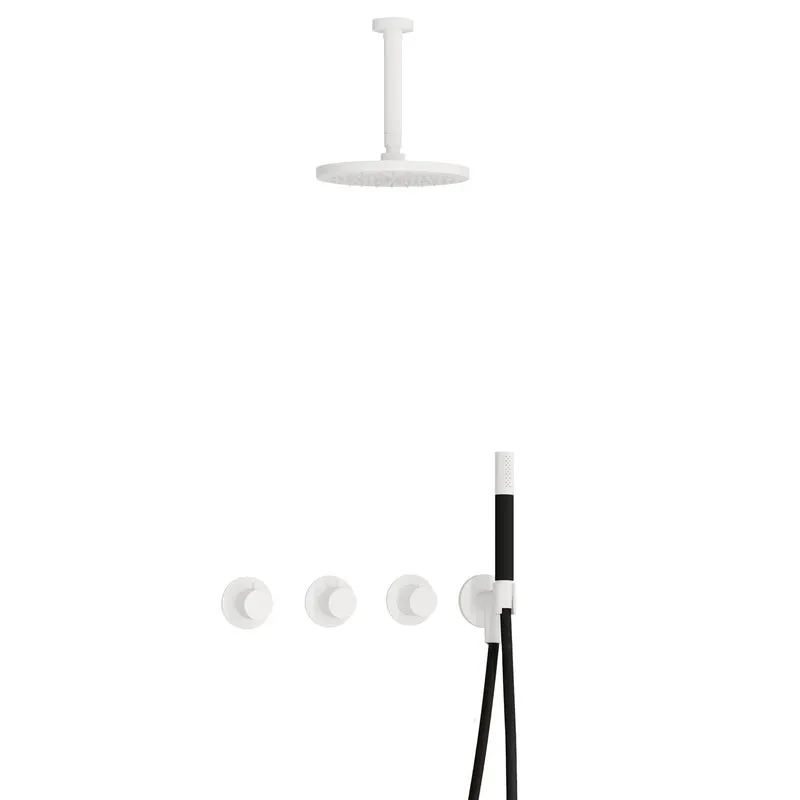 Hotbath Cobber IBS70 inbouw doucheset - staafhanddouche - 25cm hoofddouche - 15cm plafondbuis - wandhouder - Mat Wit