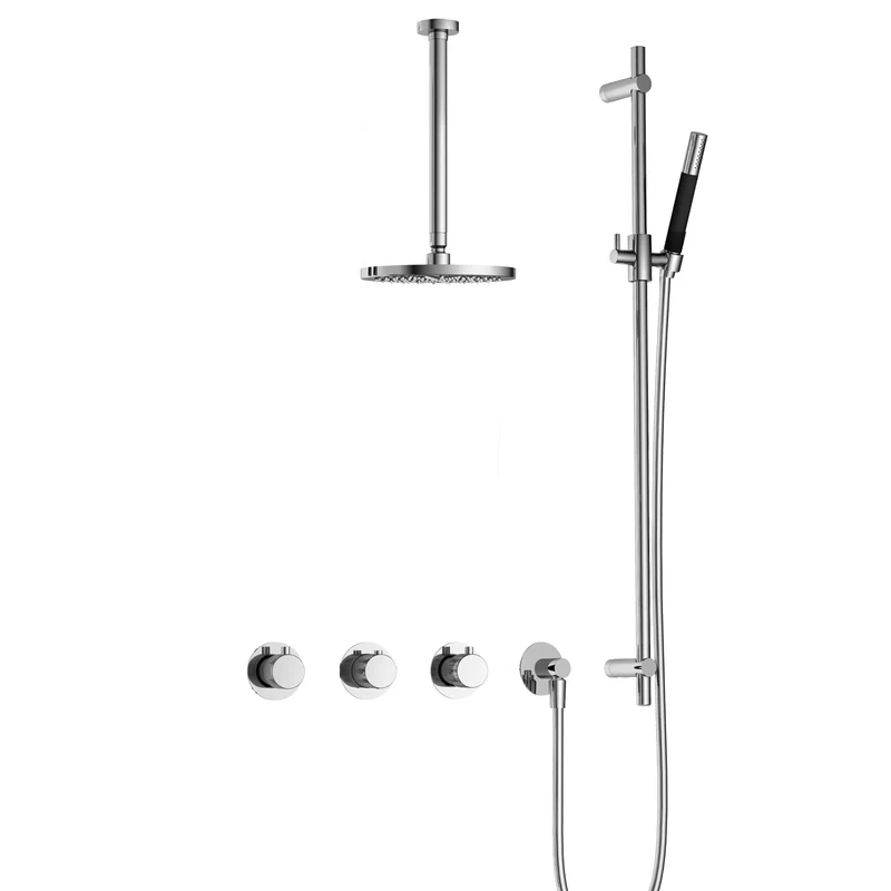 Hotbath Cobber X IBSX70 inbouw doucheset - staafhanddouche - 25cm hoofddouche - 30cm plafondbuis - glijstang - Chroom