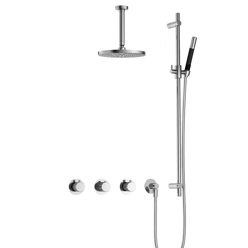 Hotbath Cobber X IBSX70 inbouw doucheset - staafhanddouche - 25cm hoofddouche - 15cm plafondbuis - glijstang - Chroom