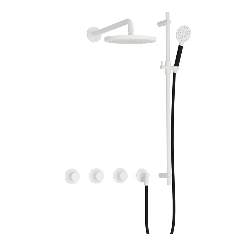 Hotbath Cobber IBS70 inbouw doucheset - ronde handdouche - 30cm hoofddouche - wandarm - glijstang - Mat Wit