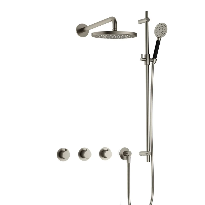 Hotbath Cobber IBS70 inbouw doucheset - ronde handdouche - 30cm hoofddouche - wandarm - glijstang - Geborsteld Nikkel