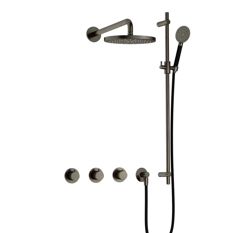 Hotbath Cobber IBS70 inbouw doucheset - ronde handdouche - 30cm hoofddouche - wandarm - glijstang - Verouderd IJzer