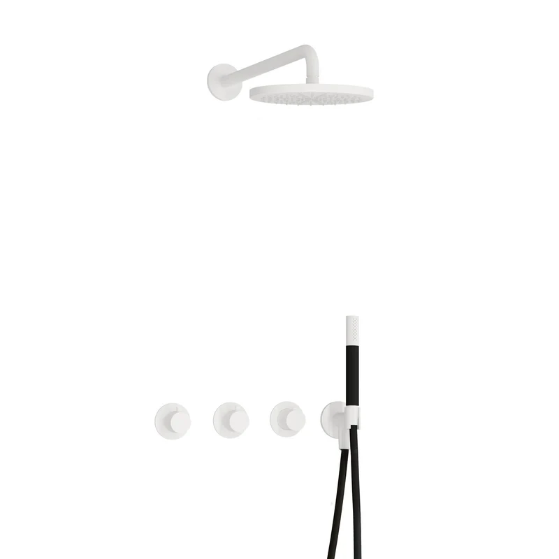 Hotbath Cobber IBS70 inbouw doucheset - staafhanddouche - 20cm hoofddouche - wandarm - wandhouder - Mat Wit